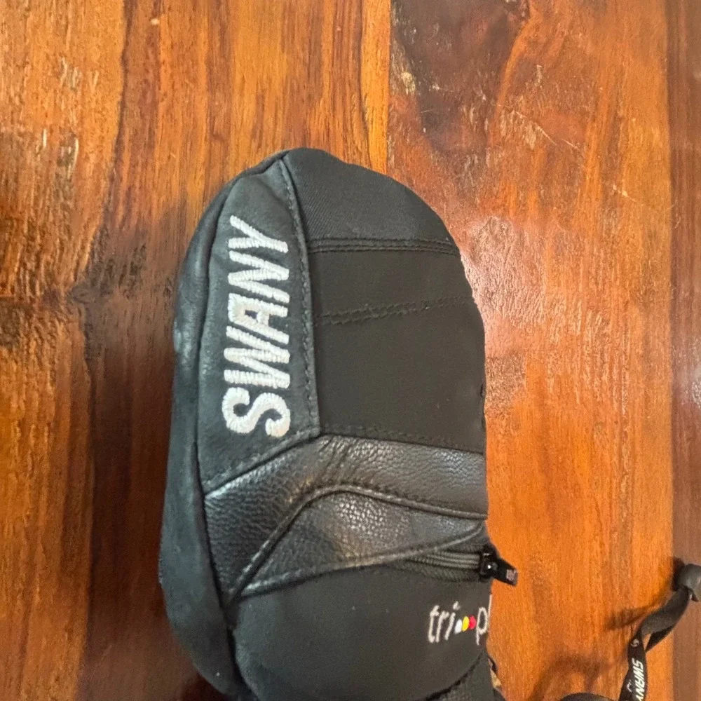 Swany Youth Tri-Plex Black Leather‎ Palm Ski Snowboard Mittens SX-81J Size S 5-6